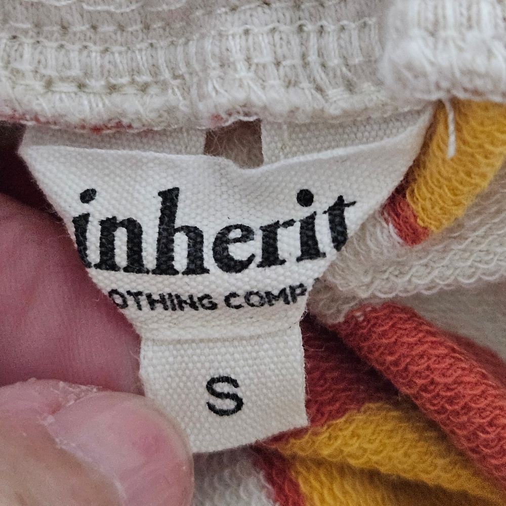 Inherit Skirt Womens Small Orange Yellow Striped Midi Knit Drawstring Retro Boho - Picture 2 of 7